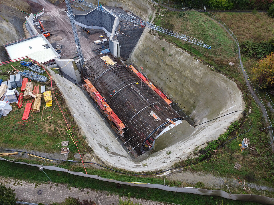 Gewölbebeton beim Haupttunnel